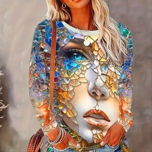 Nwt Petal Face Long Sleeve Top Size M/L